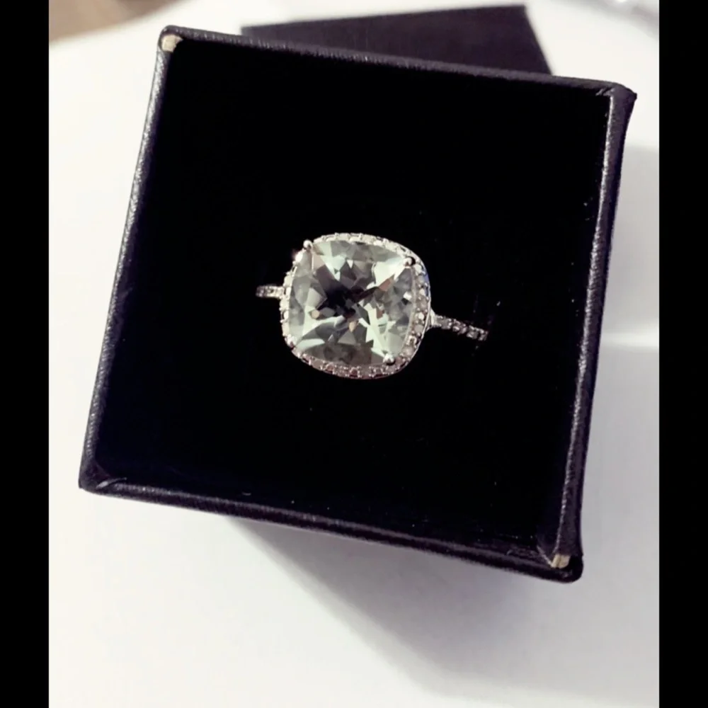 Natural Diamond Green Amethyst Ring